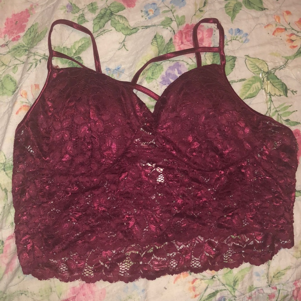 Burgundy lace bralette